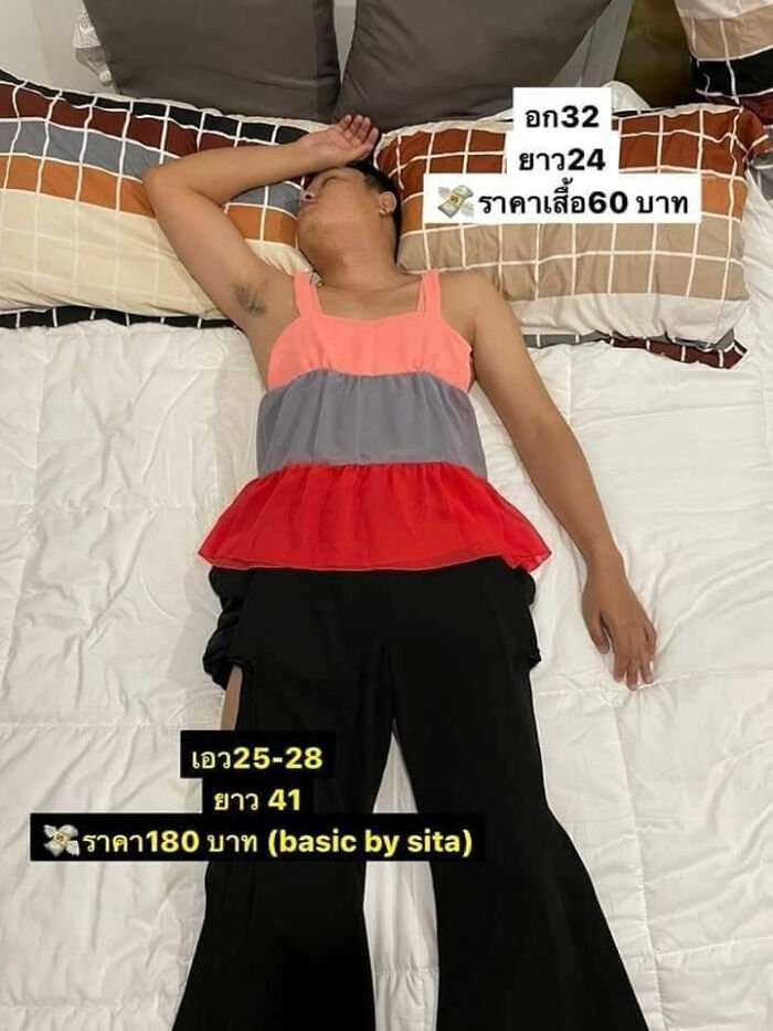 Sleeping-husband-turned-into-mannequin-enhances-wifes-clothe-sales