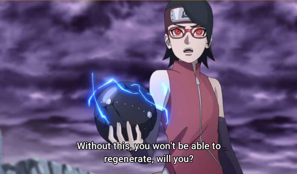 Sarada destroys the core of Boro