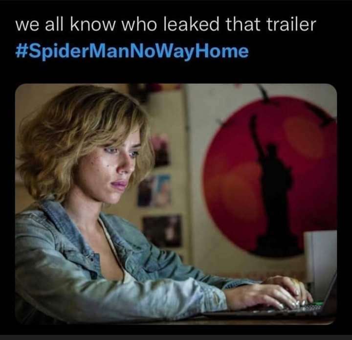 fans trolling scarlett johansson on spider man no way home trailer leak